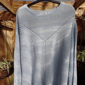 Just Fab light blue lurex sweater – wide sleeve with cuff
